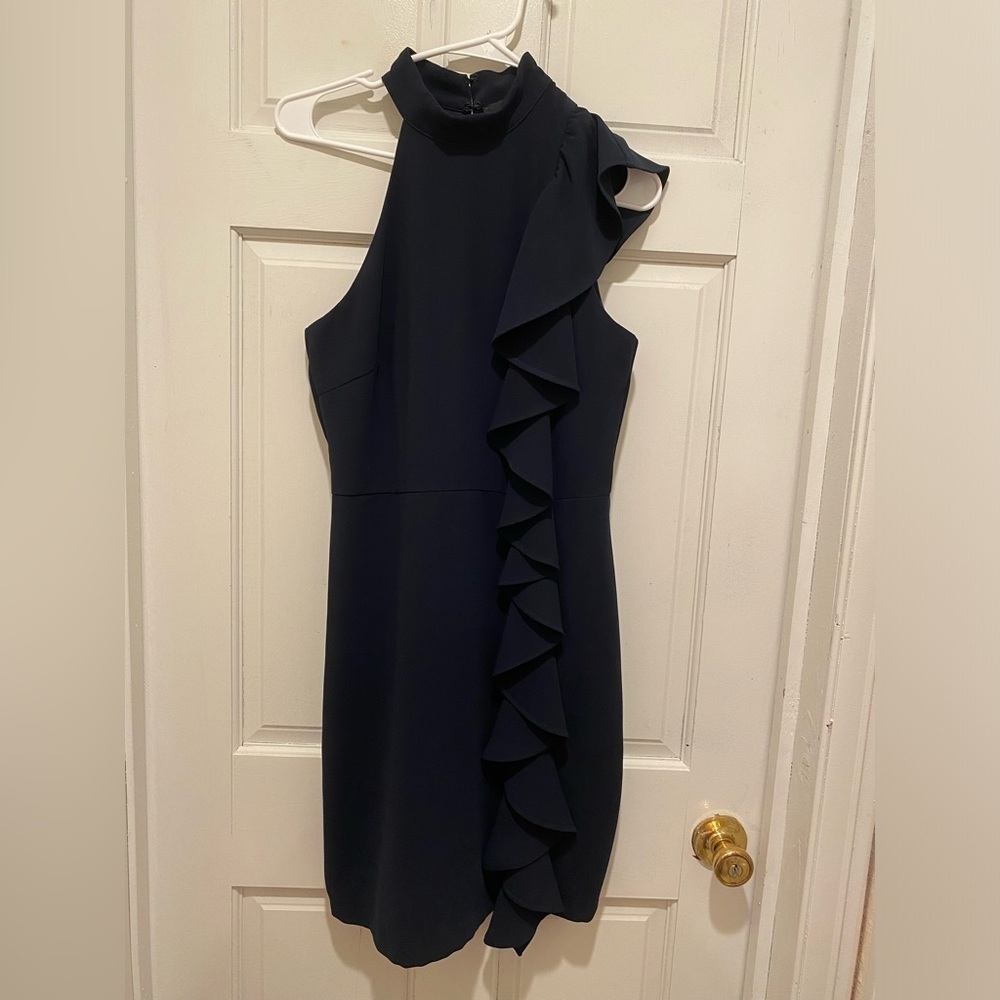 🙋♀️💁♀️Adelyn Rae black One Shoulder Ruffled Cocktail Dress